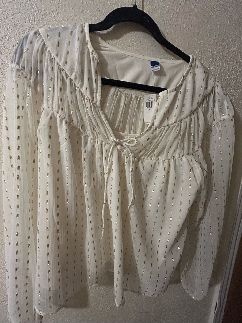 Old Navy Cream Blouse with Gold Foil Dots - Picture 6 of 6